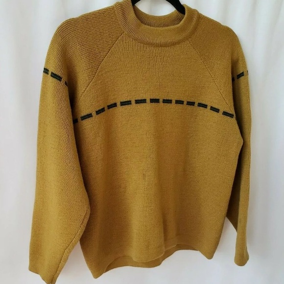 Towne and King Vtg Mustard Knit Crew Neck Sweater - Picture 4 of 8